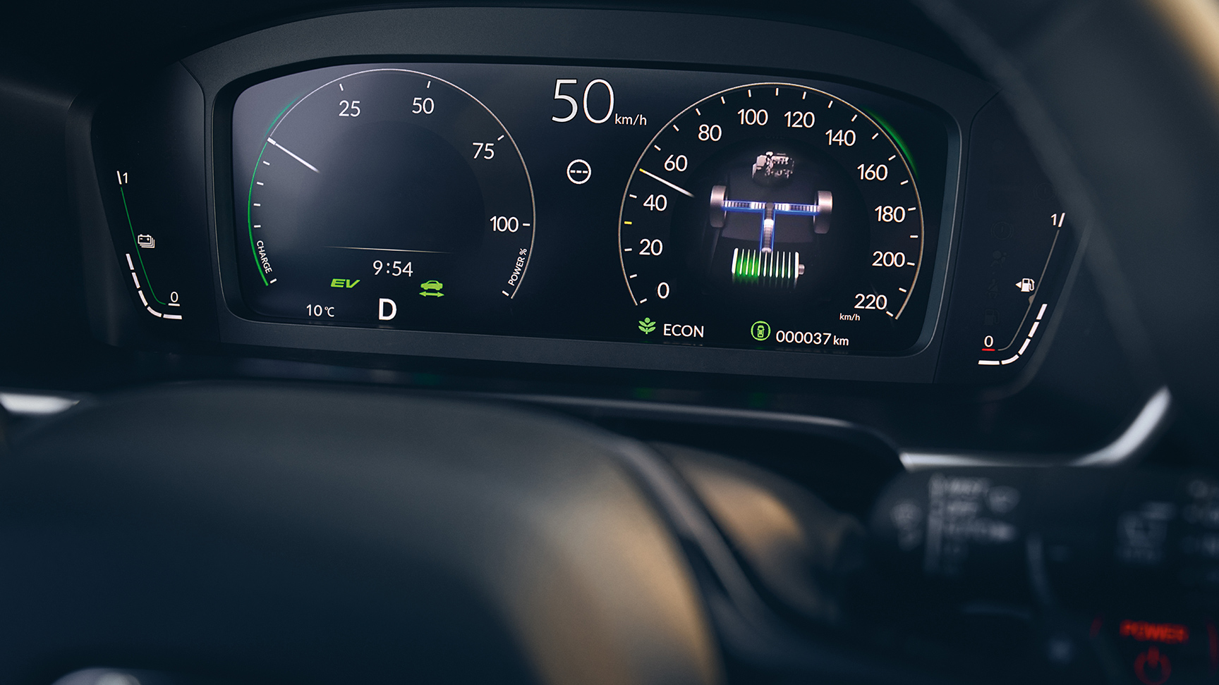 Honda CR-V Hybrid, Nahaufnahme des Digitaldisplays für den Fahrer.