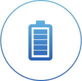 Blaues Symbol: volle Batterie