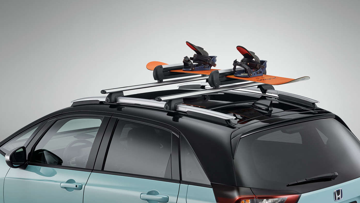 Honda Jazz Hybrid, Nahaufnahme des Ski- und Snowboardträgers