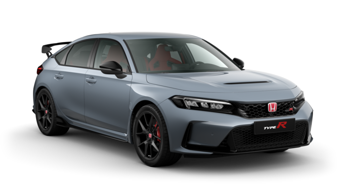 Honda Civic Type R in grau, Dreiviertelansicht