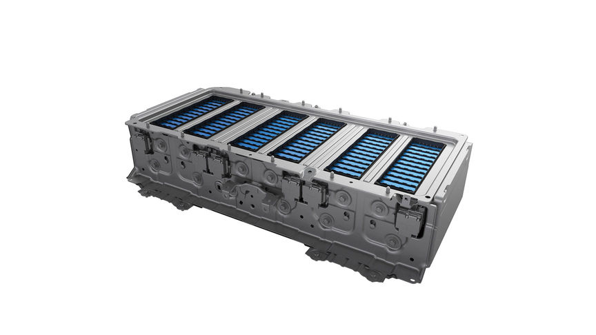 Lithium-Ionen-Batterie des Honda Hybridantriebs, Nahaufnahme. 