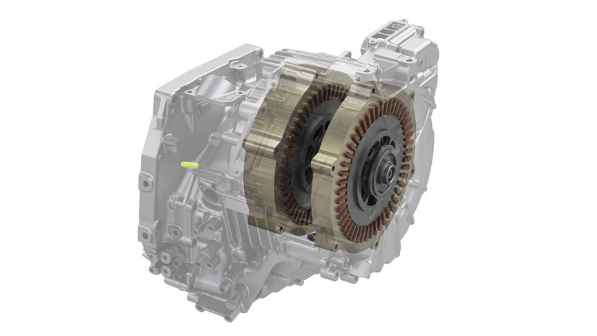 Generatoren/Motoren des Honda Hybridantriebs, Nahaufnahme. 
