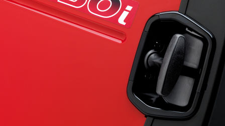 Nahaufnahme des Zugschnurgriffs.