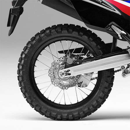 CRF250 Rally, Nahaufnahme des Hinterrads