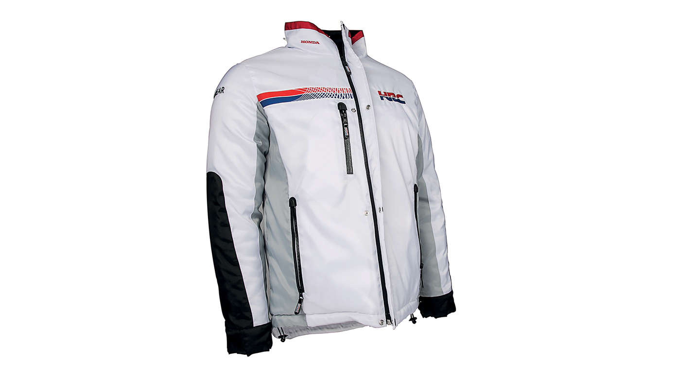 Honda Winterjacke mit HRC-Teamdesign und -Logo in Weiß.
