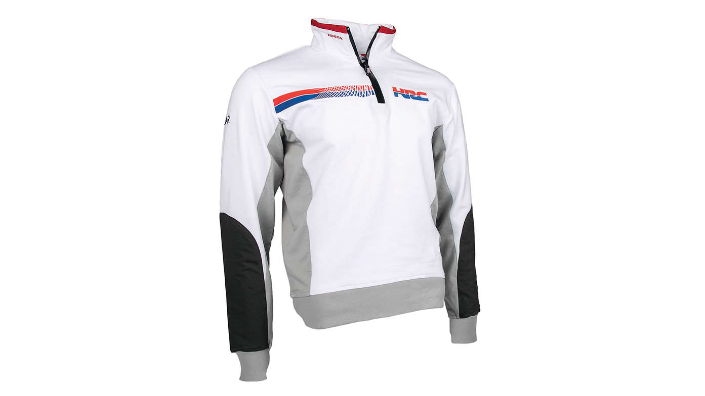 Honda HRC-Teamdesign-Hoodie mit Honda Racing Corporation in Weiß.