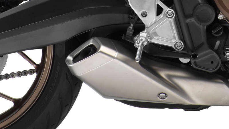 CB650R Neo Sports Café im Studio, Nahaufnahme des Auspuffs