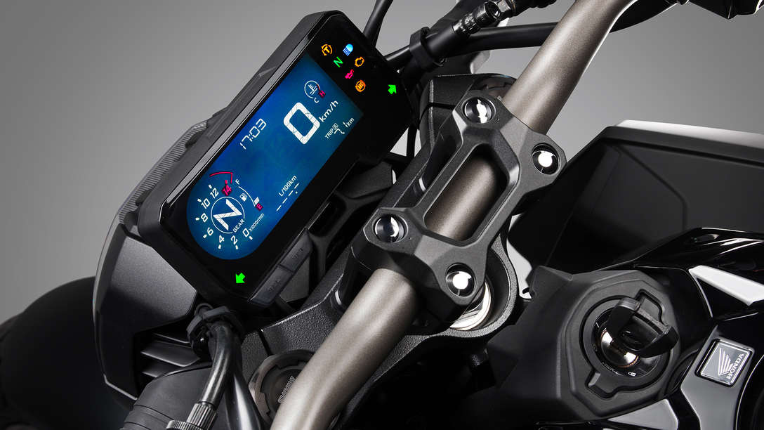 CB650R Neo Sports Café, Frontansicht, Nahaufnahme des Cockpits