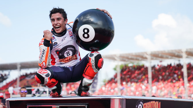 Marc Marquez winning his 8th world championship.