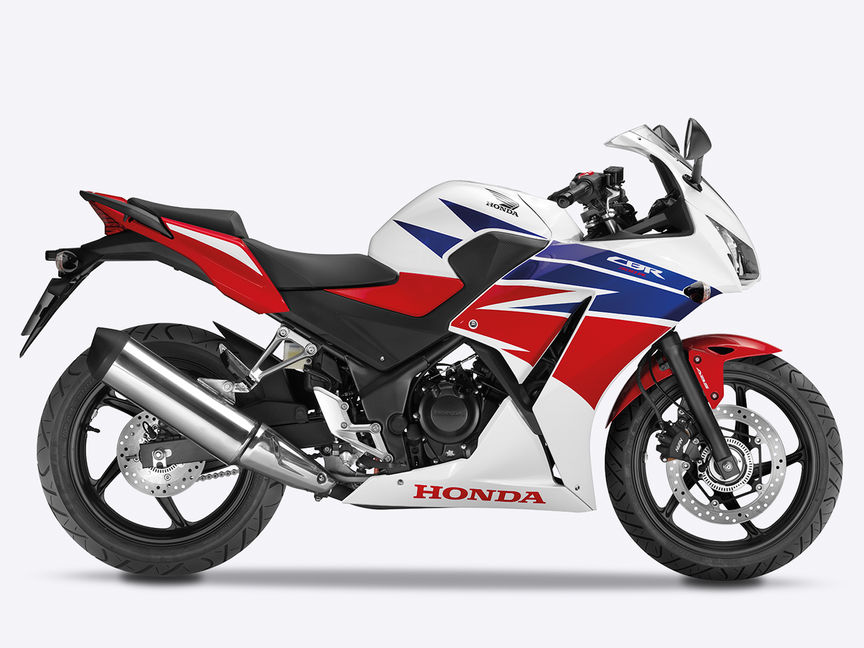 CBR300R Supersport im Studio, Ross White, dreifarbig, Seitenansicht