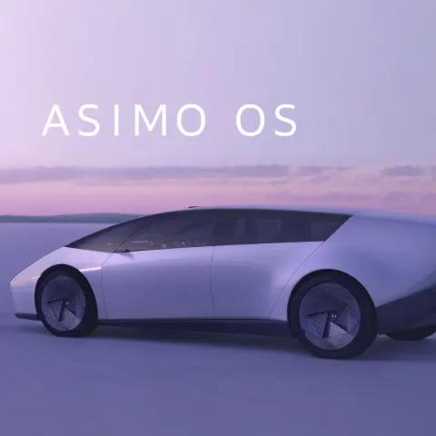 Seitenansicht des Honda 0 SALOON mit dem Asimo-Logo