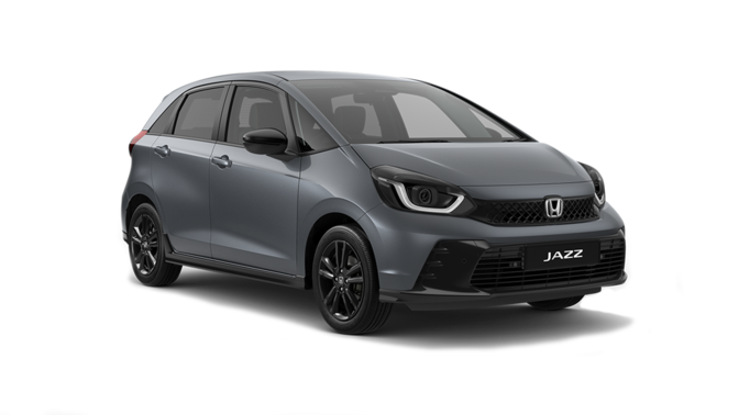 Honda Jazz e:HEV Hybrid in dunkelgrau, Dreiviertelansicht