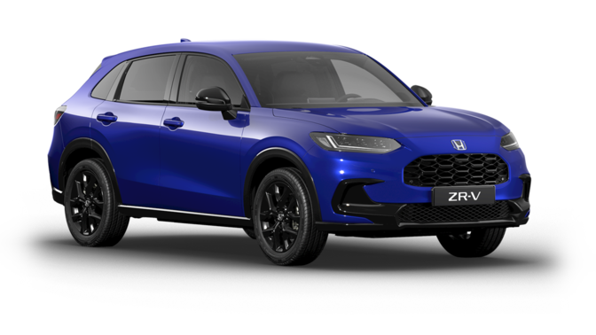 Honda ZR-V e:HEV Hybrid Sport in blau, Dreiviertelansicht