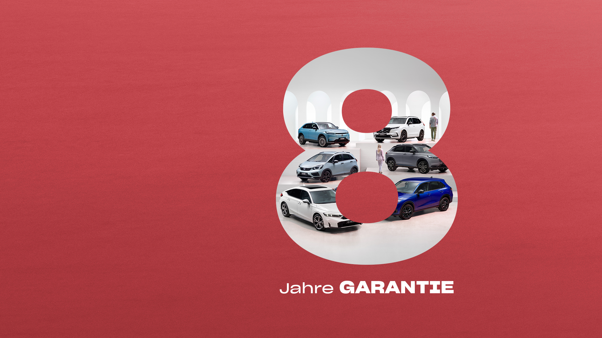 Bild mit rotem Farbverlauf und einem Foto der Honda-Modellreihe in einer 8