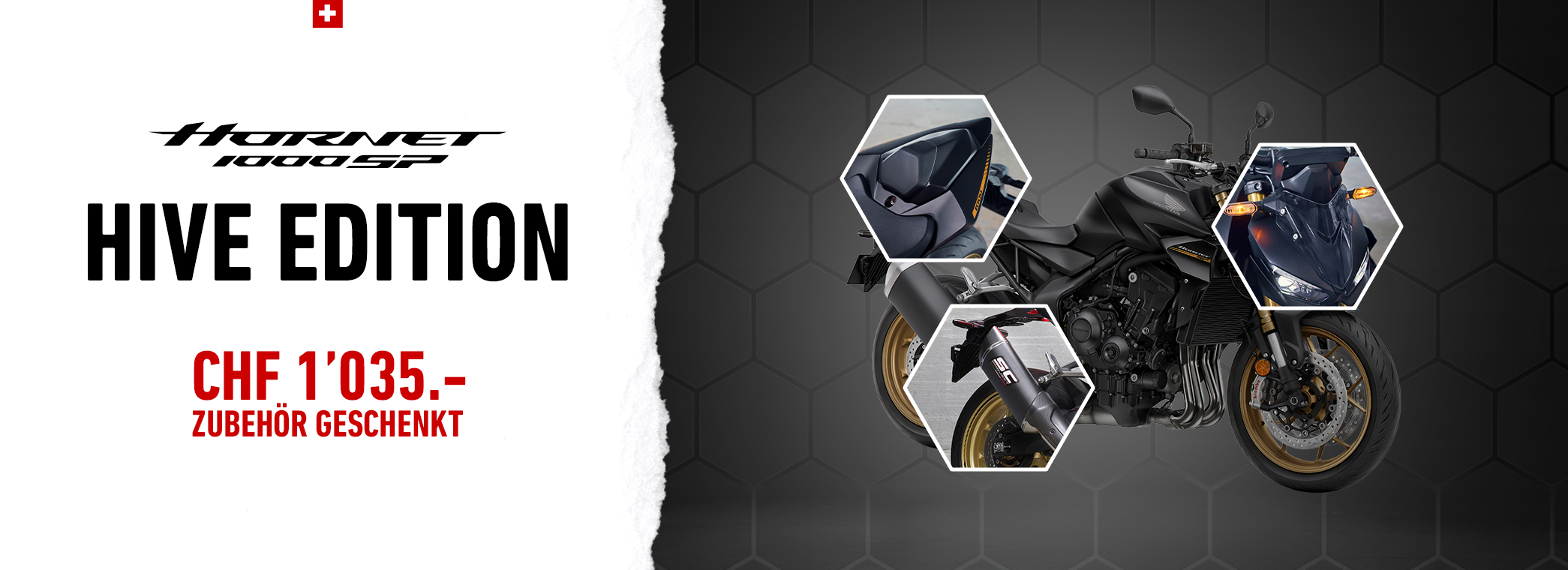 Hornet 1000 hive edition avec détails des accessoires sur la moto